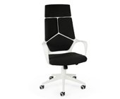 Кресло руководителя Айкью белый пластик/черная ткань