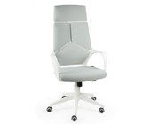 Кресло руководителя Айкью белый пластик/серая ткань